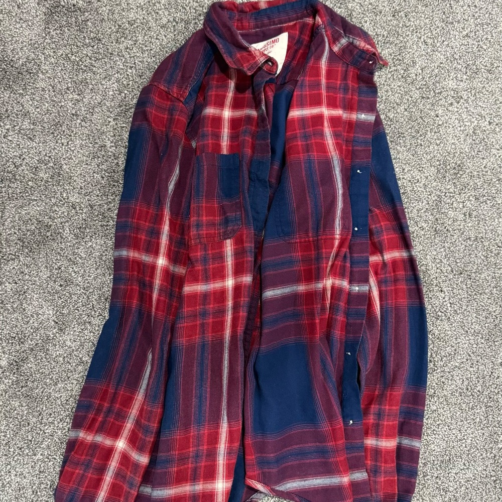 Mossimo Supply Co. Red and Blue Plaid Button Down Shirt